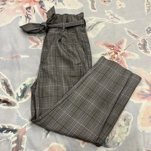 H&M Plaid Paperbag High-Waisted Pants